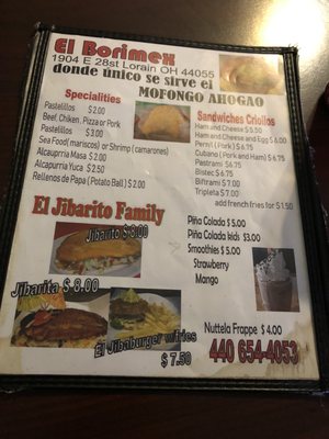 Menu photo 2 El Borimex Lorain, OH