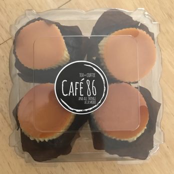 Cafe 86 - Nice packaging for the ube flan cupcakes - they also have packaging for 2 and 6 cupcakes (and bigger sizes as well; I just don't remember) - Desserts Near Me - Artesia, California