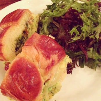 Red Eye Cafe - Pesto broccoli sandwich with a side salad! Highly recommend!!! - Cafes Near Me - Montclair, New Jersey