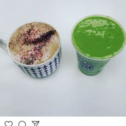 Park Line Coffee - Peppermint mocha with soy and green smoothie