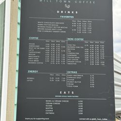 Mill Town Coffee - Menu as of March 2025