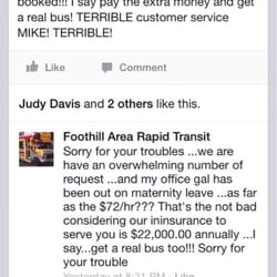 Foothill Area Rapid Transit - This is how he responds to a customer.....pathetic!