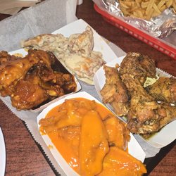 Joes Famous Wings & Wieners - Wing Sampler! Mild, Lemon Pepper, Garlic Parm, Joes Special!