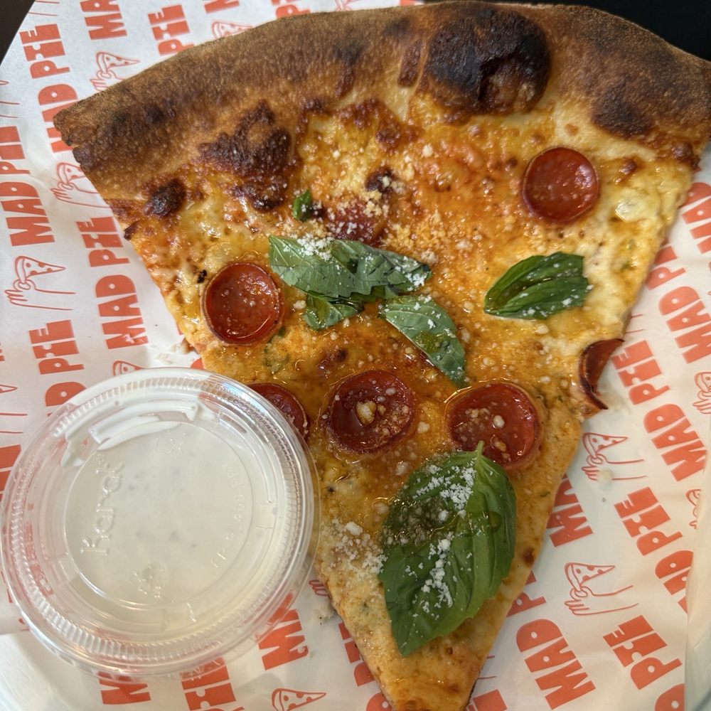 Mad Pie - Vodka, basil, pepperoni, hot honey and ricotta cheese slice Buttermilk ranch - Pizza Near Me - Honolulu, Hawaii Mad Pie - Vodka, basil, pepperoni, hot honey and ricotta cheese slice Buttermilk ranch - Pizza Near Me - Honolulu, Hawaii