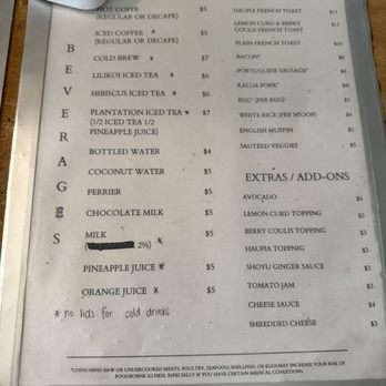 Anuenue Cafe - Menu - Cafes Near Me - Koloa, Hawaii