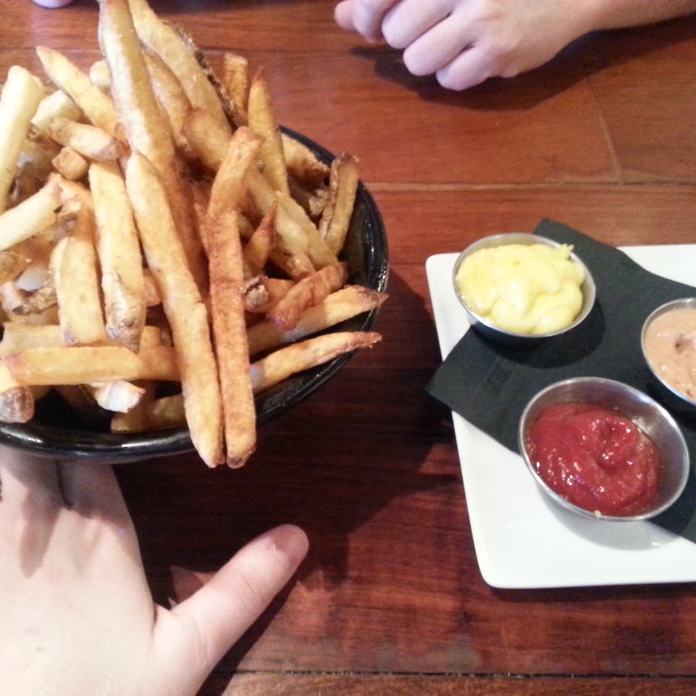 Burger Bach - Large fries $5.95 , and dipping sauces. - Burgers Near Me - Richmond, Virginia