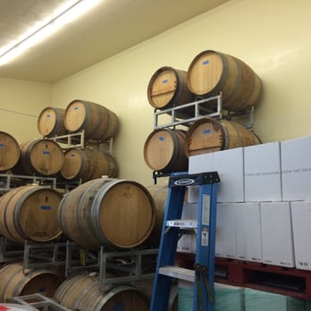 Brooking Vineyards - Barrel room he does between 400 to 500 annually I can't recall the true number - Wineries Near Me - Vista, California