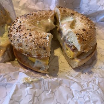 Manhattan Bagel & Coffee - #7 Atonality Two Cage Free Eggs, Smoked Sausage Patty & Baby Ham, Chives Smear, Provolone Cheese with Chipotle Mayonnaise - Breakfast & Brunch Near Me - Boston, Massachusetts Manhattan Bagel & Coffee - #7 Atonality Two Cage Free Eggs, Smoked Sausage Patty & Baby Ham, Chives Smear, Provolone Cheese with Chipotle Mayonnaise - Breakfast & Brunch Near Me - Boston, Massachusetts