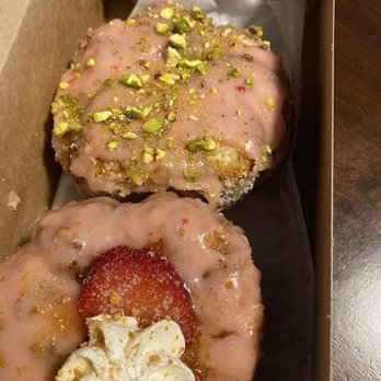 Parlor Doughnuts - Strawberry shortcake, raspberry pistachio, and churro. - Donuts Near Me - Denver, Colorado Parlor Doughnuts - Strawberry shortcake, raspberry pistachio, and churro. - Donuts Near Me - Denver, Colorado