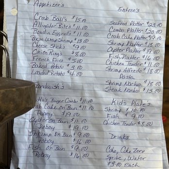 Boutte's Bayou Restaurant - Menu - Cajun/Creole Near Me - Lafitte, Louisiana