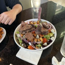 steak salad- medium rare! Generous steak
