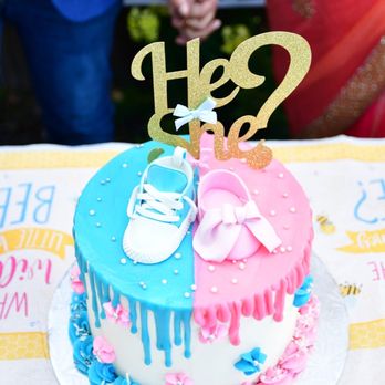 Sweet & Shiny - Gender Reveal Cake - Custom Cakes Near Me Sweet & Shiny - Gender Reveal Cake - Custom Cakes Near Me