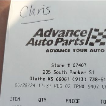 Advance Auto Parts - Chris was super helpful today. Much appreciated! - Auto Parts & Supplies Near Me - Olathe, Kansas