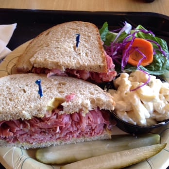 Grossman's Deli - Corned beef sandwich with macaroni salad and fresh pickle. - Caterers Near Me - Oakhurst, New Jersey Grossman's Deli - Corned beef sandwich with macaroni salad and fresh pickle. - Caterers Near Me - Oakhurst, New Jersey