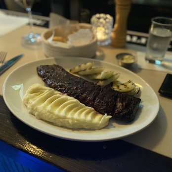 Lo de Lea - Entraña with mash potatoes and grilled onions. - Argentine Near Me - North Miami, Florida Lo de Lea - Entraña with mash potatoes and grilled onions. - Argentine Near Me - North Miami, Florida