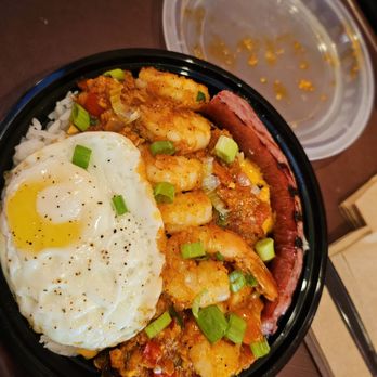 Shrimp Shack Cajun Fusion - Shrimp sausage egg bowl With some delicious sauce and it had like this meaty sauce and steam rice - Cajun/Creole Near Me - Riverside, California Shrimp Shack Cajun Fusion - Shrimp sausage egg bowl With some delicious sauce and it had like this meaty sauce and steam rice - Cajun/Creole Near Me - Riverside, California