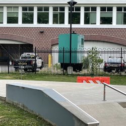 maplewood skate park - Of course it's right behind the police station... because skaters are criminals and need to be watched over by big brother.