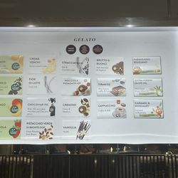 Venchi - Menu with some exotic gelato flavors