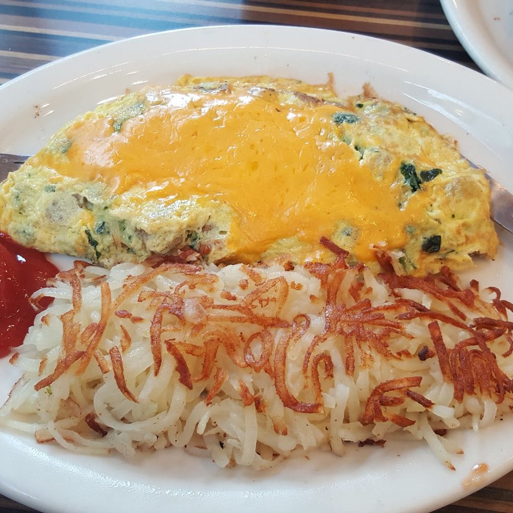 Tom's - Pasadena - Classic custom omelet with cheddar cheese, spinach, and sausage. - Burgers Near Me - Pasadena, California Tom's - Pasadena - Classic custom omelet with cheddar cheese, spinach, and sausage. - Burgers Near Me - Pasadena, California