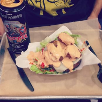 Grill 'Em All - Bun-less Veggie Napalm Death and Iron Maiden beer - Burgers Near Me - Long Beach, California