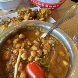 Channa Masala and Onion Pakora Channa Masala and Onion Pakora