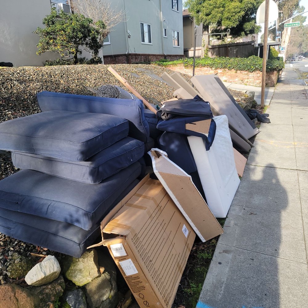 Old sectional needed to be disposed along with a bed frame. Old sectional needed to be disposed along with a bed frame.