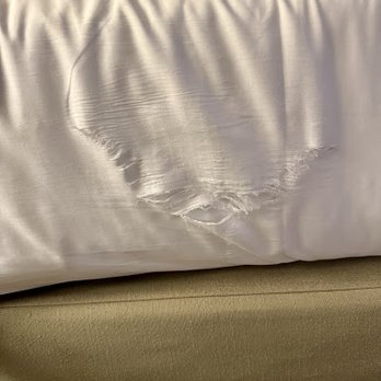 Bahia Resort Hotel - shredded sheets. How can housekeeping not see - San Diego, CA