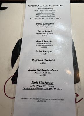 Menu photo 1 Vince's Ristorante West Sacramento, CA Menu photo 1 Vince's Ristorante West Sacramento, CA