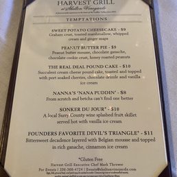 Desert menu
