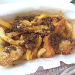 Marini's Delicatessen - My Favorite meal there is called a single it comes with crispy chicken,fresh cut fries, melted cheese and topped with chilli.