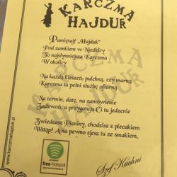Karczma Hajduk - Menu