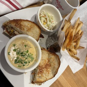 Silver Diner - Crab Crabcake Melt and Lobster Au Jus - Diners Near Me - Alexandria, Virginia