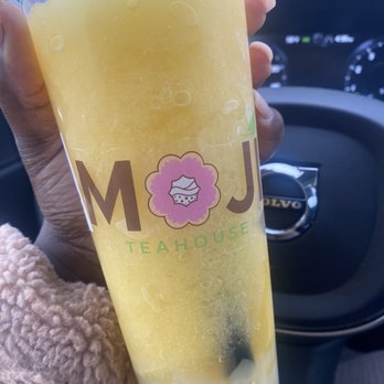 Moji Teahouse - Mango Tea slush w/ lychee topping - Bubble Tea Near Me - Charlotte, North Carolina