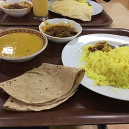 Lemon rice, lamb and lentils