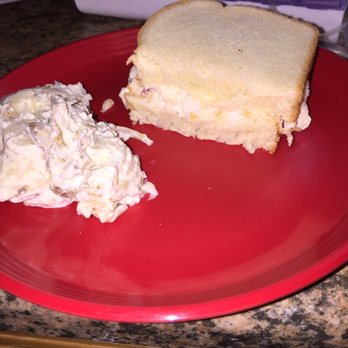 Pill Box Cafe - 1/2 of my pimento cheese sandwich & potato salad. - Sandwiches Near Me - Highland, Arkansas Pill Box Cafe - 1/2 of my pimento cheese sandwich & potato salad. - Sandwiches Near Me - Highland, Arkansas