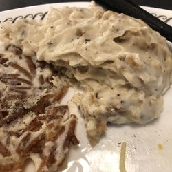 Waffle House - Terrible! They said they had country gravy and served this stuff that stood up. Would you eat it?