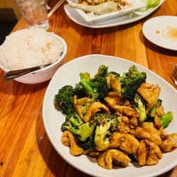 Beijing On Grove - Chicken / Beef & Broccoli** and Lettuce Wraps in the back