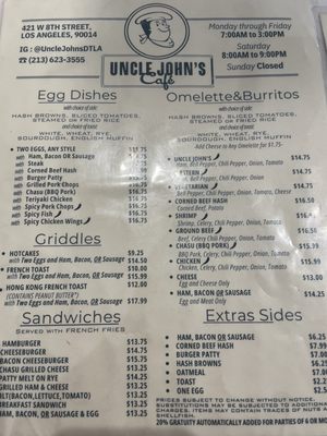 Menu photo 7 Uncle John’s Cafe Los Angeles, CA