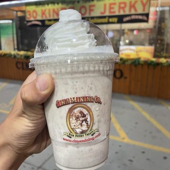 Cima Mining Company - The date shake! And their proud sign for "30 kinds of jerky" - Convenience Stores Near Me - Nipton, California Cima Mining Company - The date shake! And their proud sign for "30 kinds of jerky" - Convenience Stores Near Me - Nipton, California