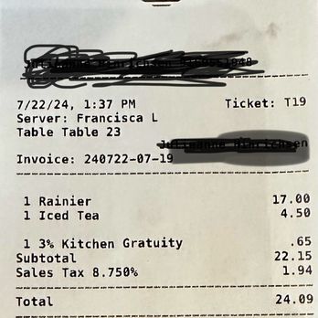 Roc & Sol Diner - Receipt - Diners Near Me - Sacramento, California