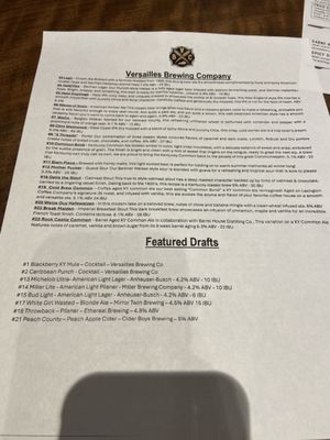Menu photo 4 Versailles Brewing Versailles, KY