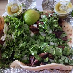 El Chapin #1 - Carne tacos. I asked for extra green sauce.