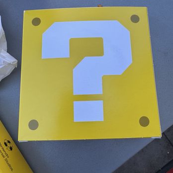 Power Up Cafe - Box with question mark - Themed Cafes Near Me - Universal City, California Power Up Cafe - Box with question mark - Themed Cafes Near Me - Universal City, California