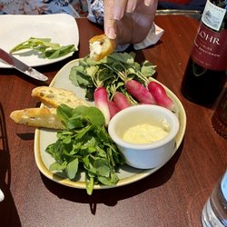 Café Le Jardin - Radish with greens, toasted baguette and salted butter.