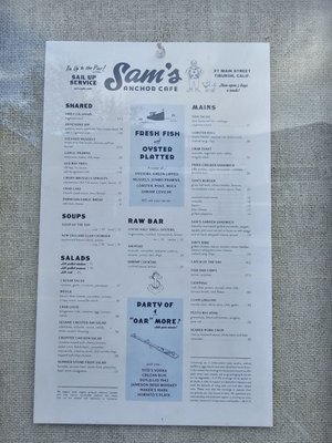 Menu photo 2 Sam's Anchor Cafe Tiburon, CA
