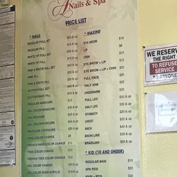 Prices/Services offered as of 12/2017