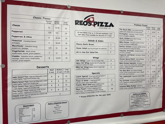 Menu photo 2 Reo's Pizza Cascade, ID Menu photo 2 Reo's Pizza Cascade, ID