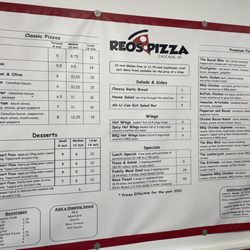 Reo's Pizza - 2022 Menu Board