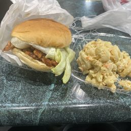 bbq Chicken Burger  special (雞饼包特卖) macaroni salad