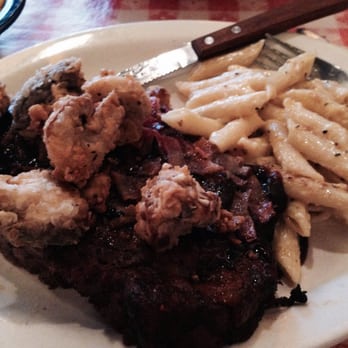 Fat Bob's Smokehouse - Smoked Boneless Rib Eye topped with fried mushrooms.  Think I died & went to heaven! - Barbeque Near Me - Buffalo, New York